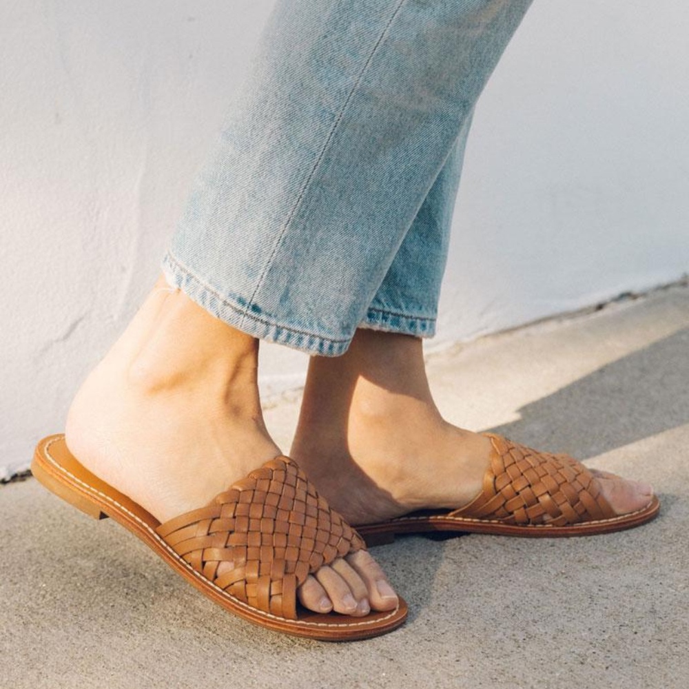 Woven Leather Slide Sandal